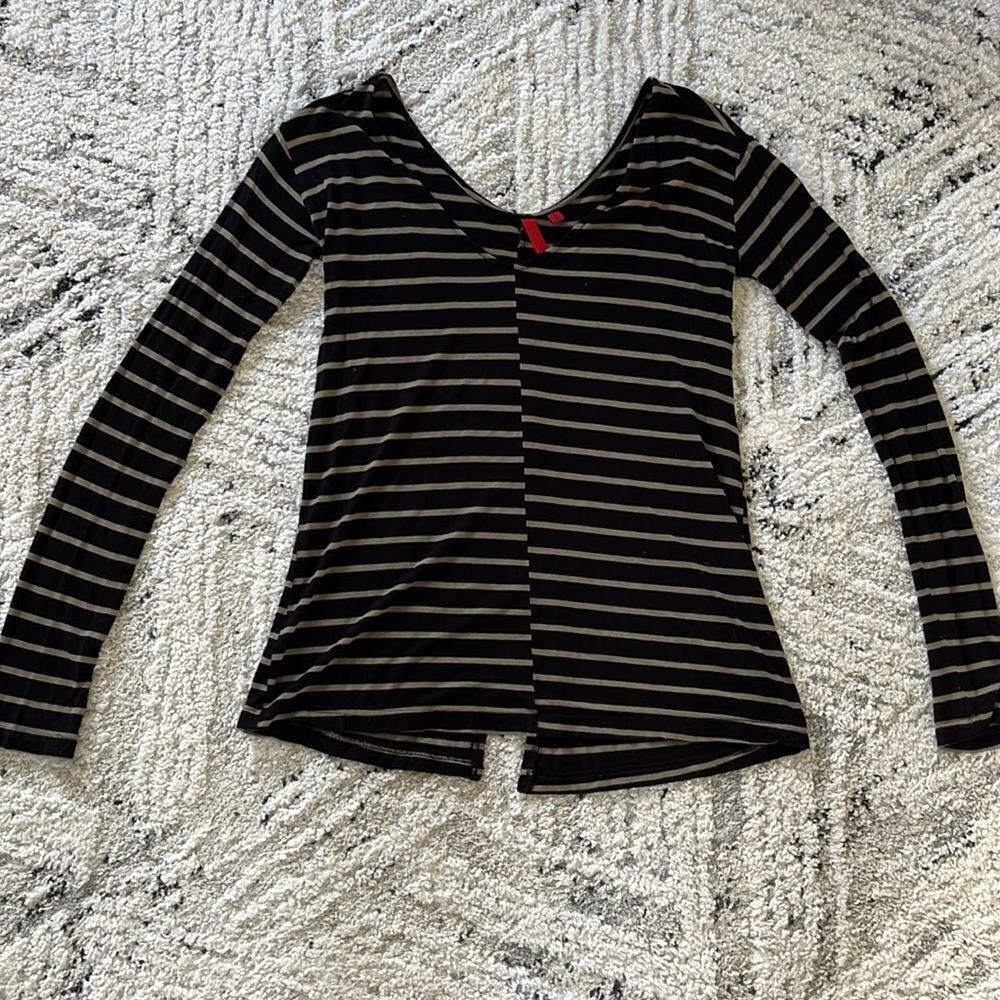 Black & brown striped long sleeve shirt